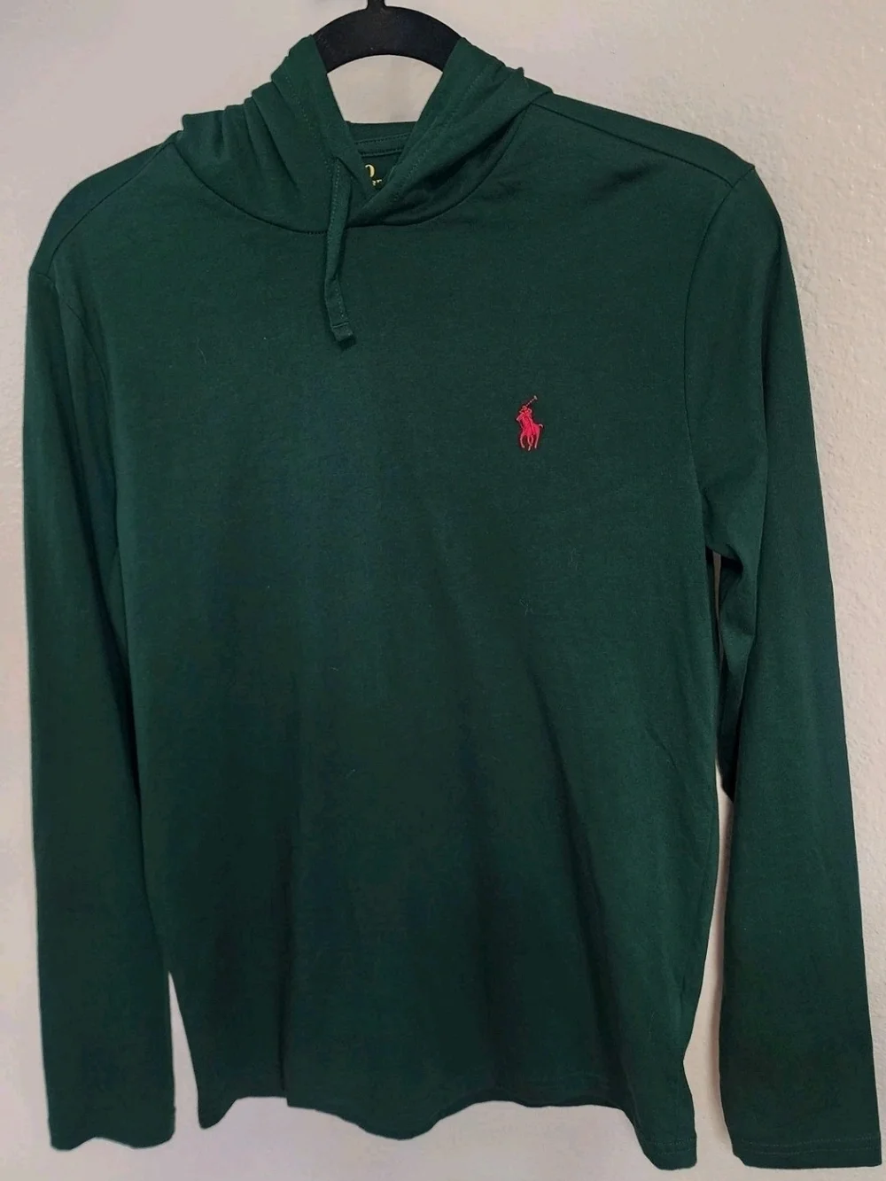 Ralph Lauren Green Hooded Long Sleeve Tee XS Cotton